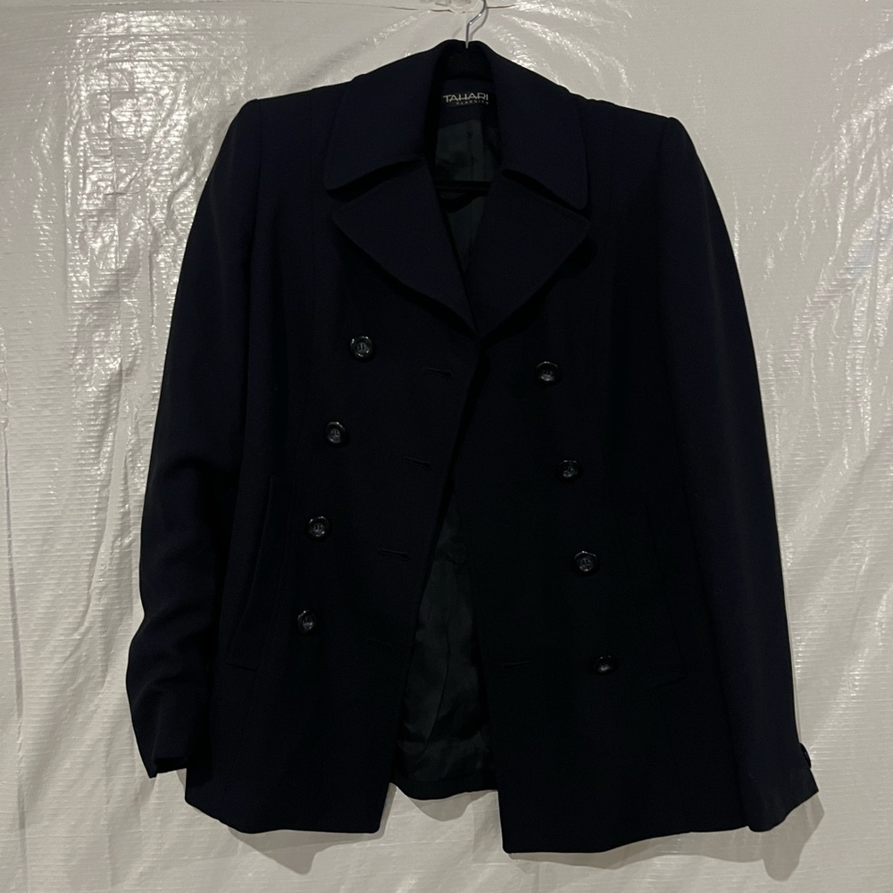 Tahari Classics Black Peacoat Size 2 US